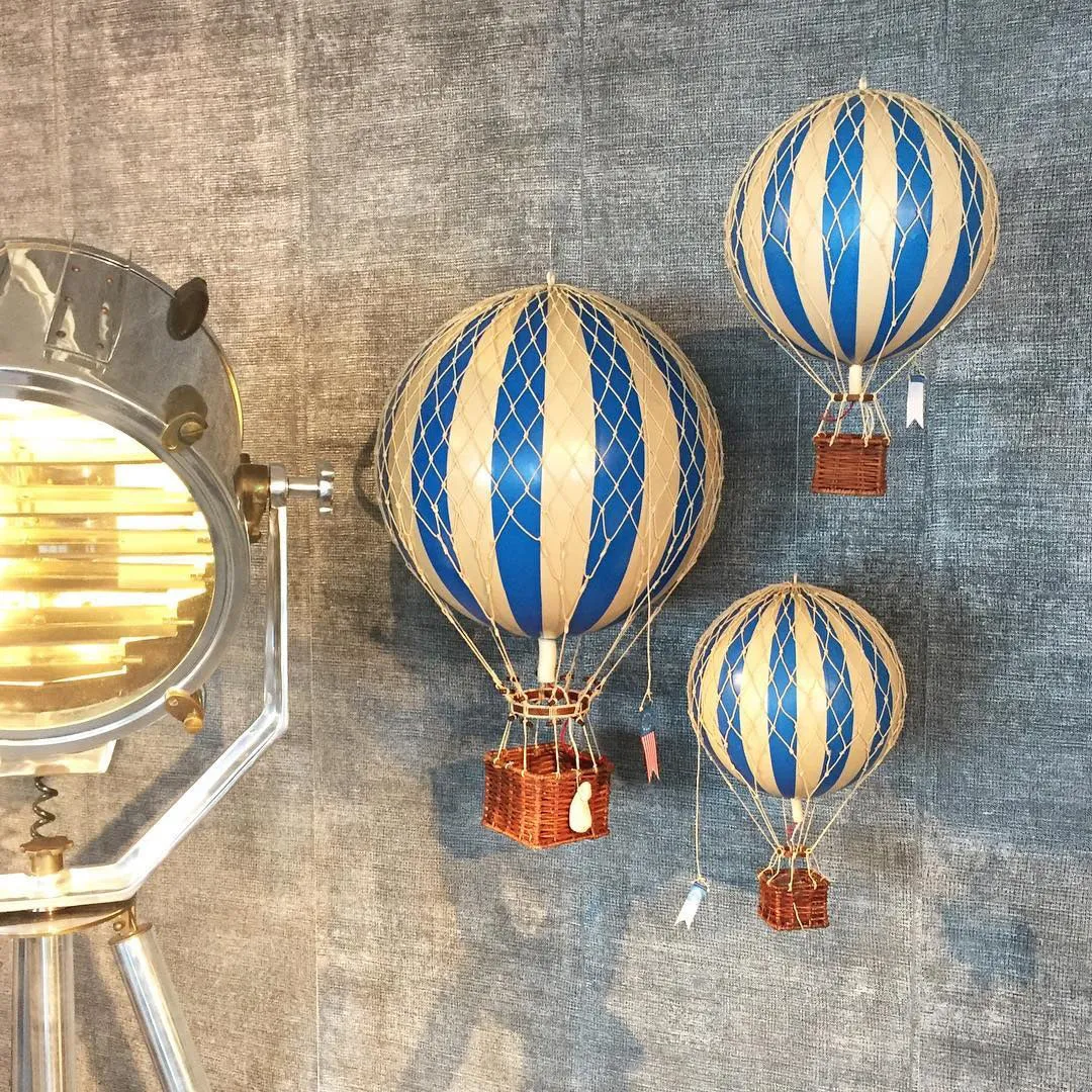 Authentic Models Floating The Skies. Blue Stars - Hot Air Balloon Hanging Decor - 13cm