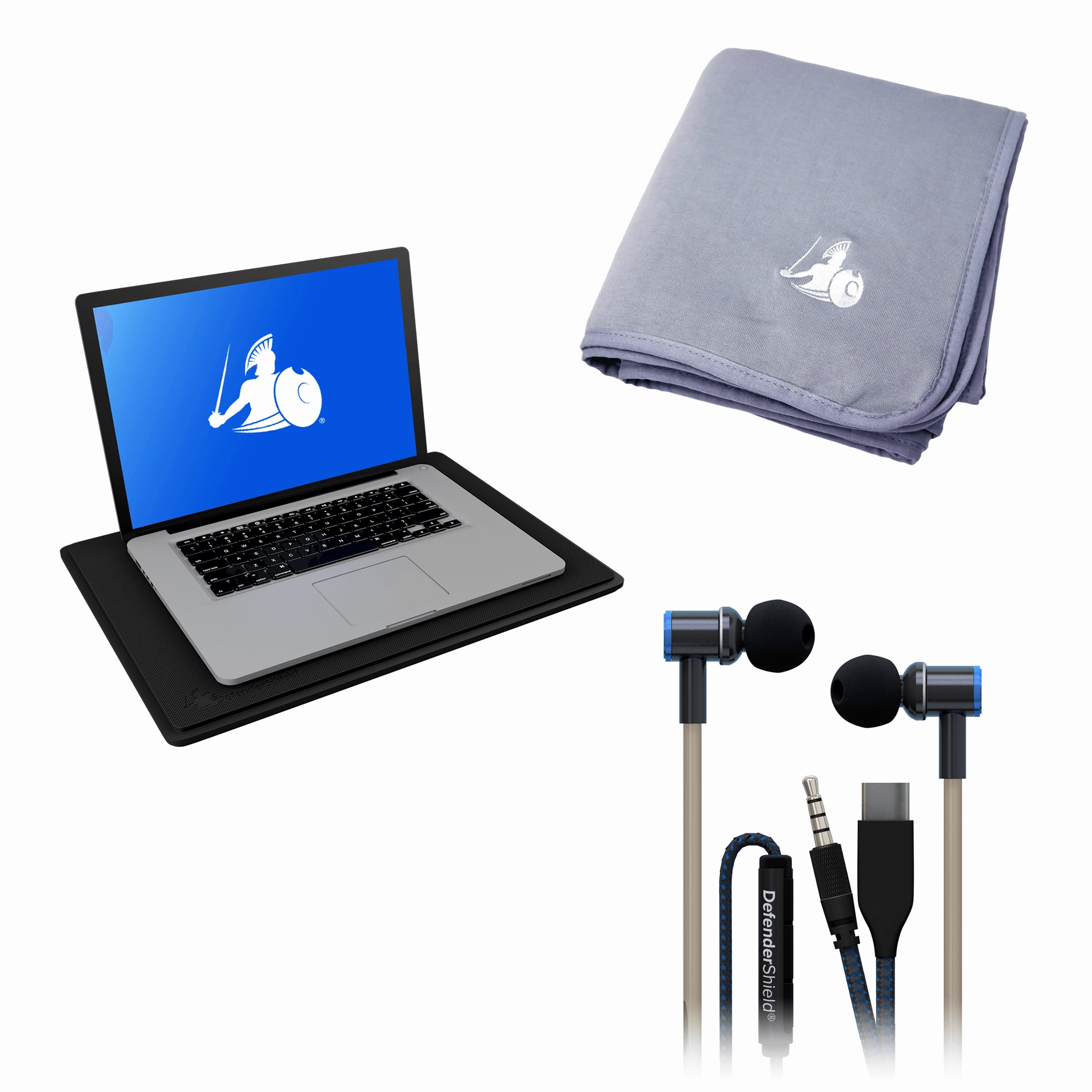 Bestsellers Bundle – EMF Radiation Protection DefenderPad, Blanket, and Air Tube Earbuds