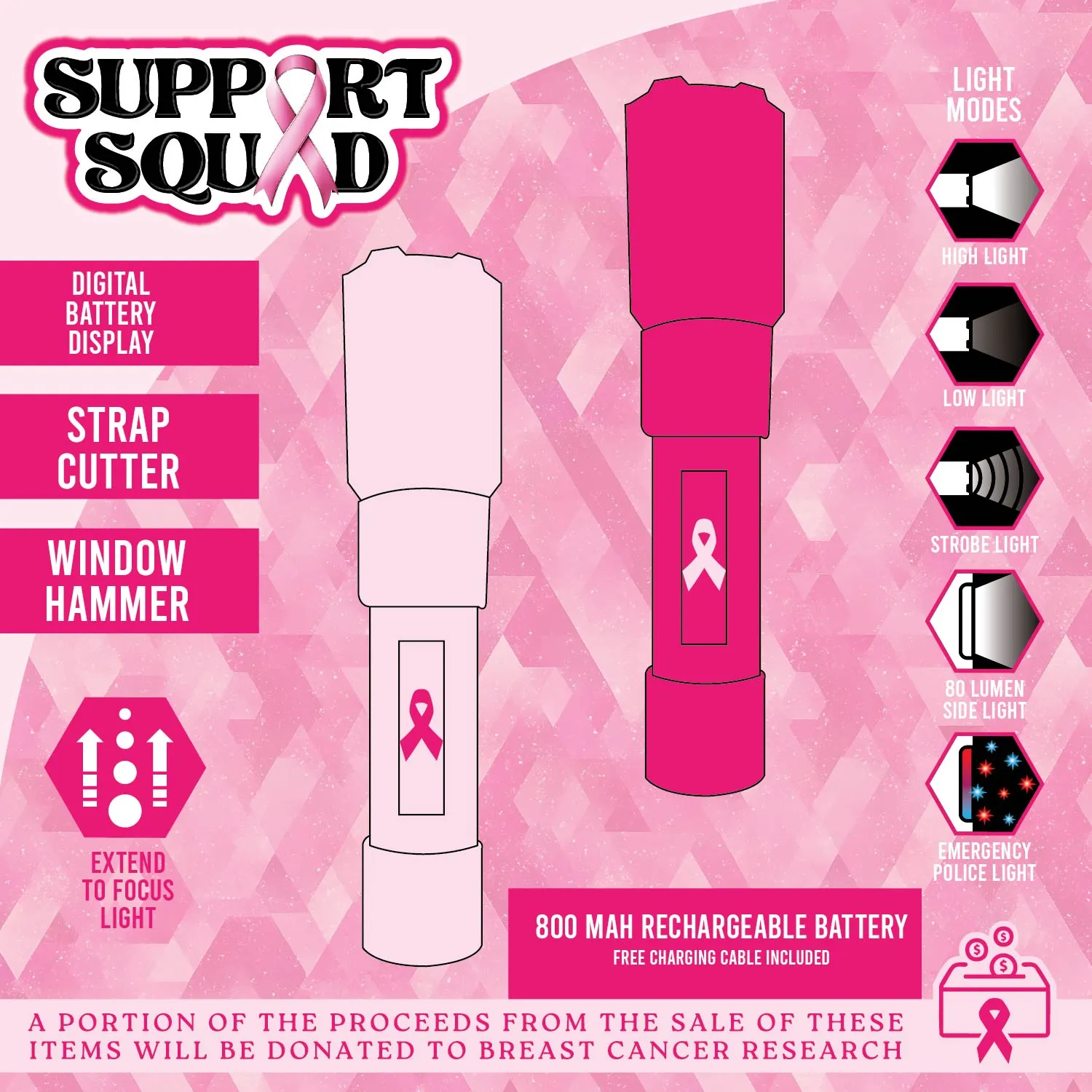 Breast Cancer Awareness Pink Support Squad Assortment Floor Display - 50 Pieces Per Retail Ready Display 88609