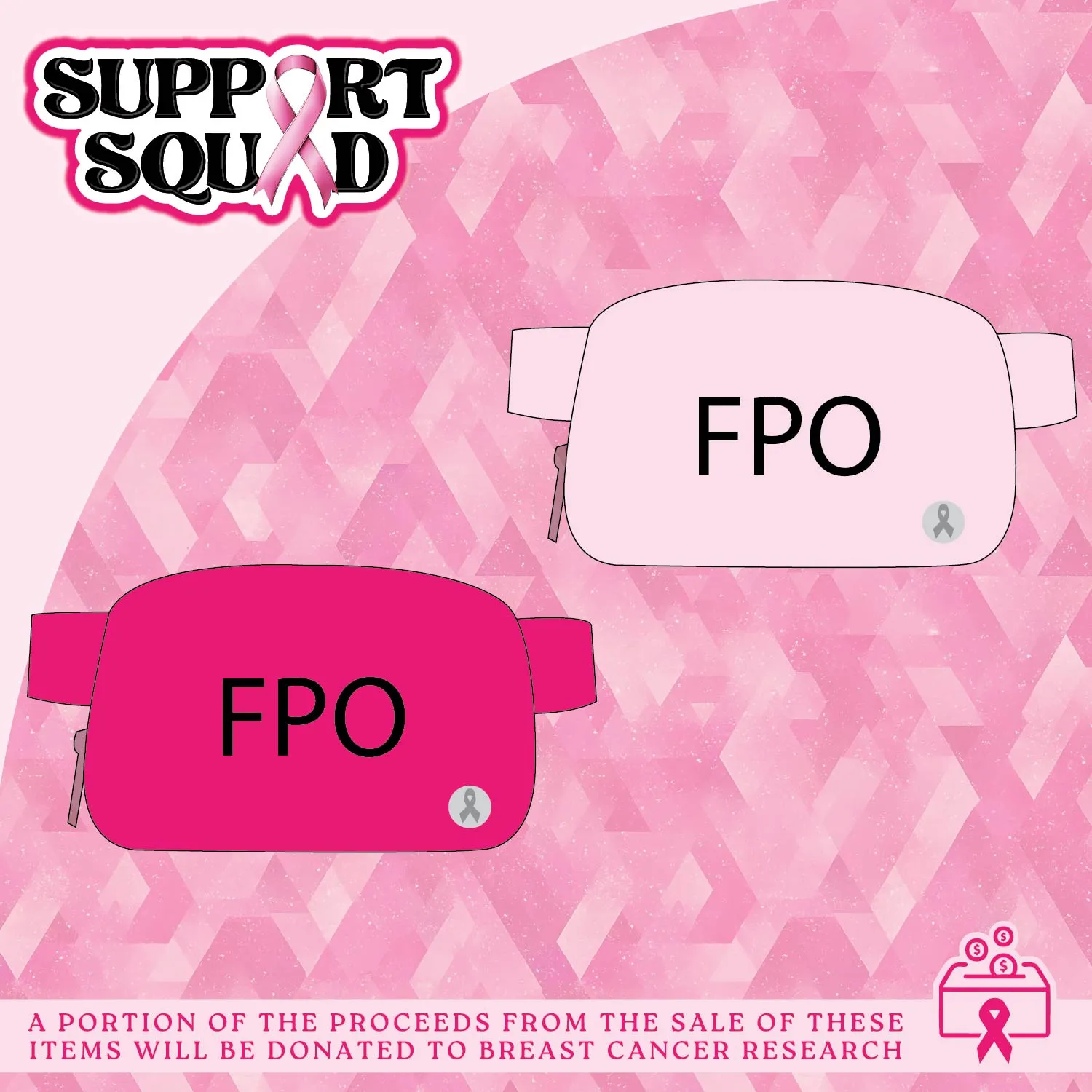Breast Cancer Awareness Pink Support Squad Assortment Floor Display - 50 Pieces Per Retail Ready Display 88609