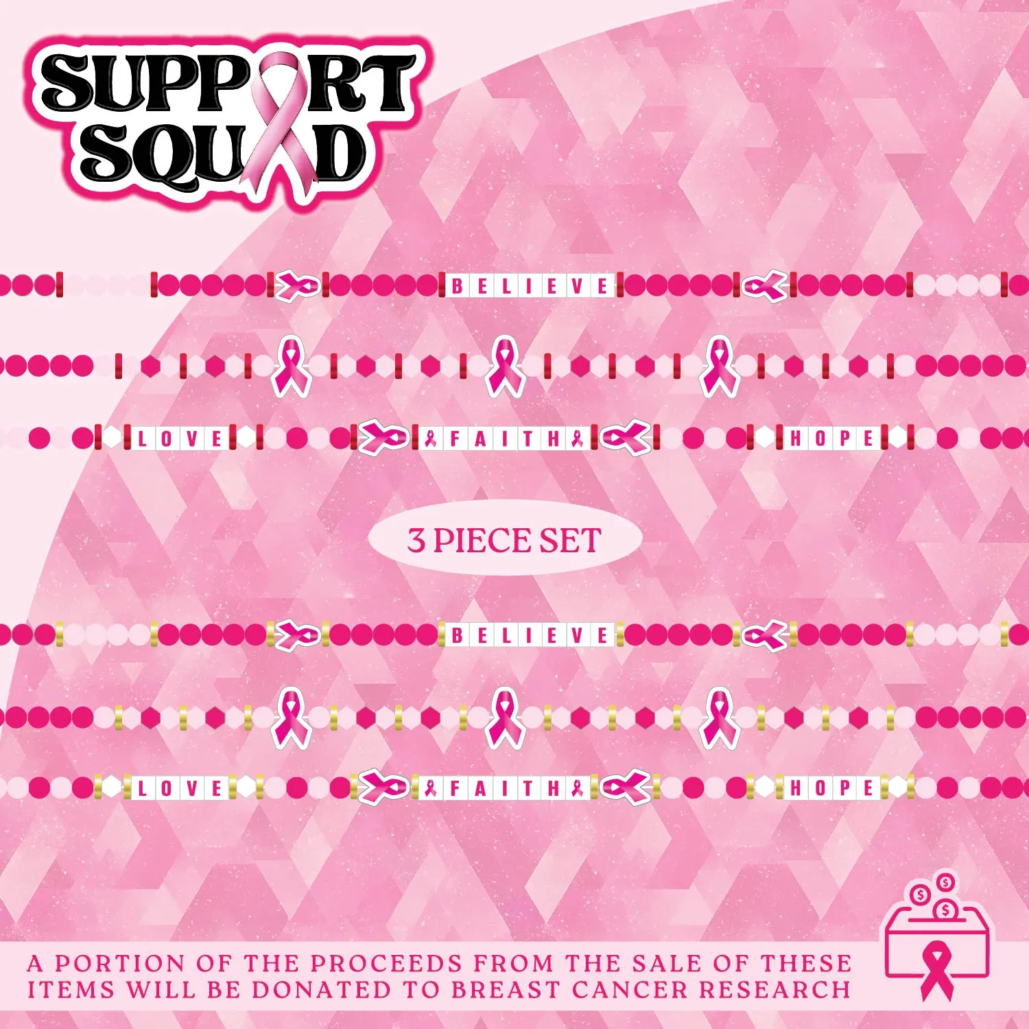 Breast Cancer Awareness Pink Support Squad Assortment Floor Display - 50 Pieces Per Retail Ready Display 88609