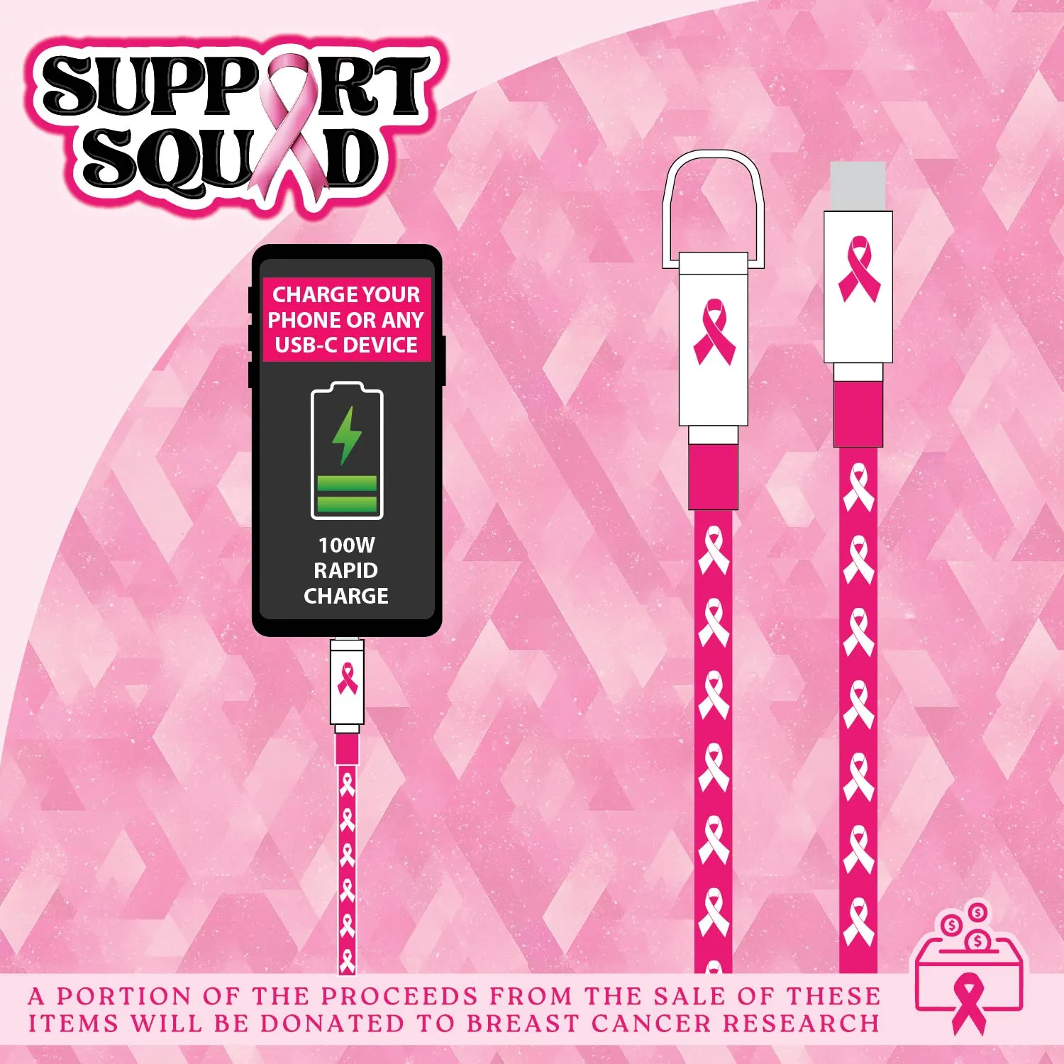 Breast Cancer Awareness Pink Support Squad Assortment Floor Display - 50 Pieces Per Retail Ready Display 88609
