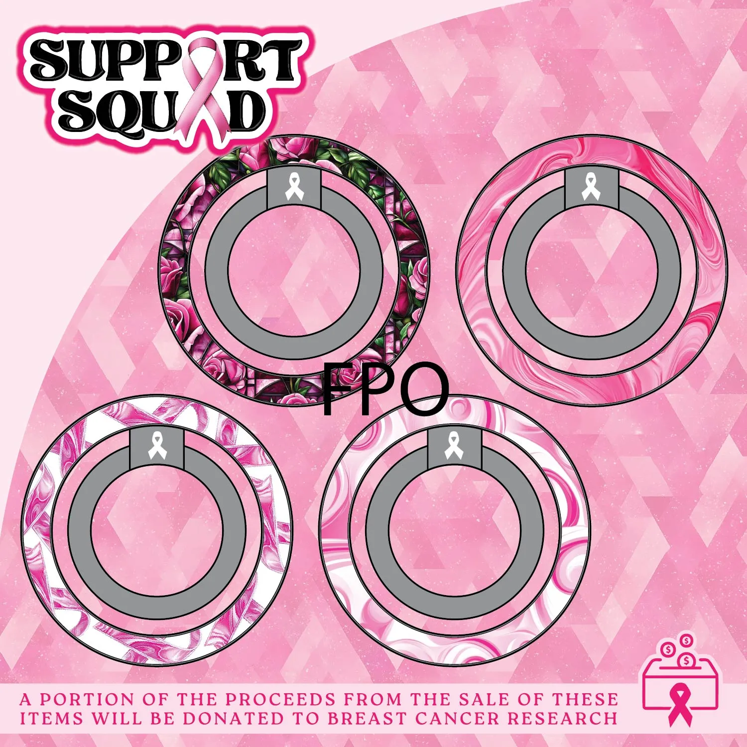Breast Cancer Awareness Pink Support Squad Assortment Floor Display - 50 Pieces Per Retail Ready Display 88609