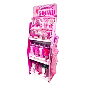 Breast Cancer Awareness Pink Support Squad Assortment Floor Display - 64 Pieces Per Retail Ready Display 88590
