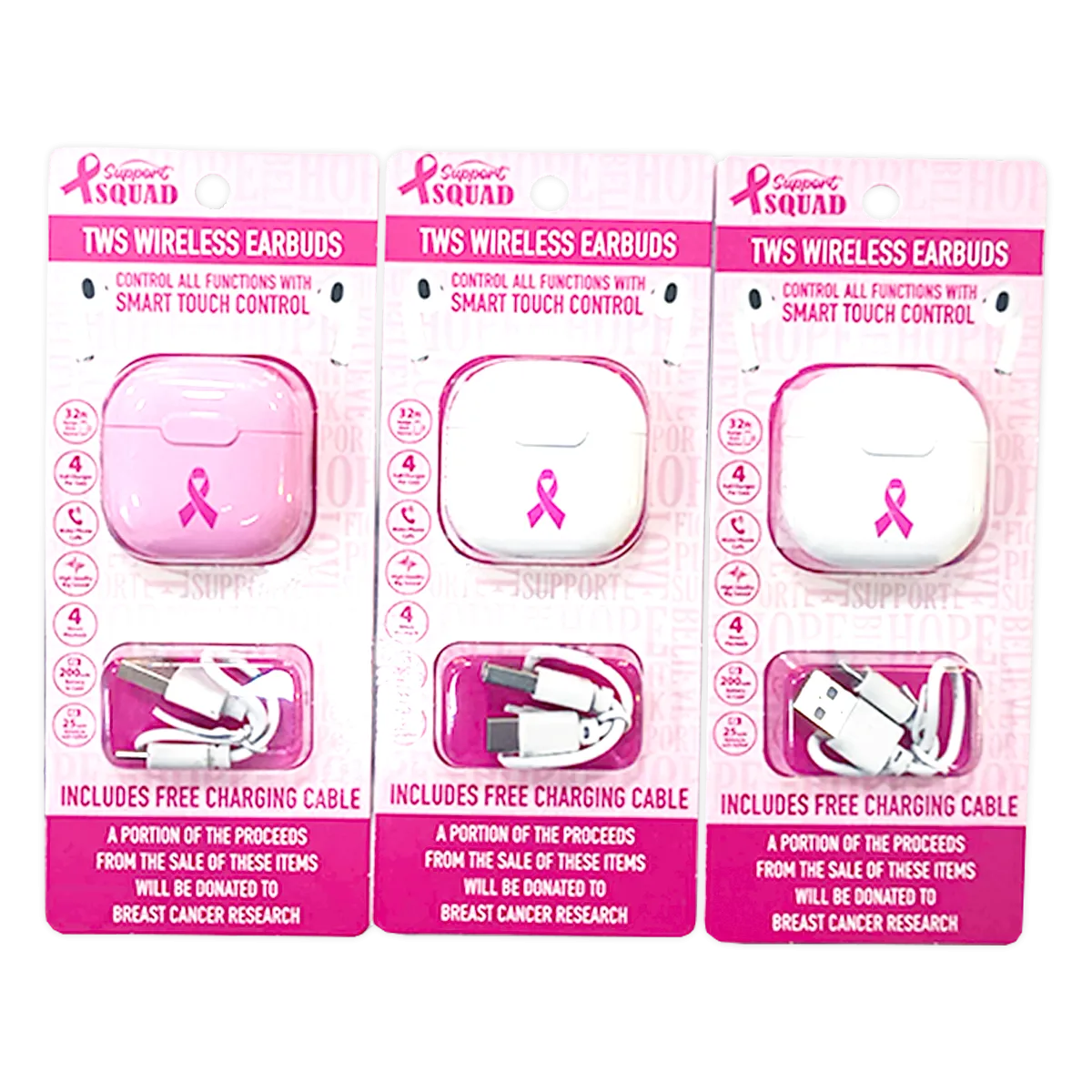 Breast Cancer Awareness Pink Support Squad Assortment Floor Display - 64 Pieces Per Retail Ready Display 88590