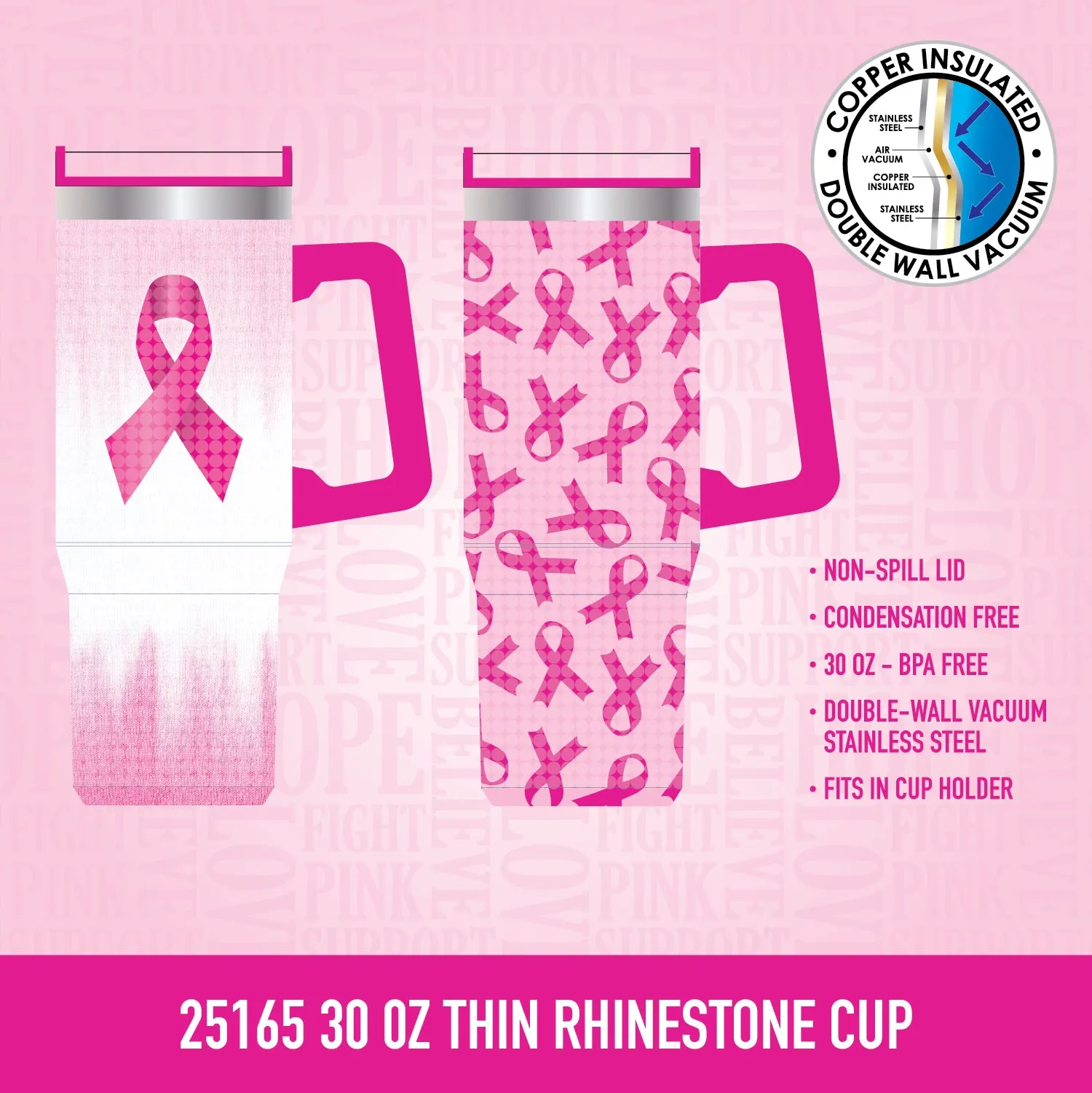 Breast Cancer Awareness Pink Support Squad Assortment Floor Display - 89 Pieces Per Retail Ready Display 88560
