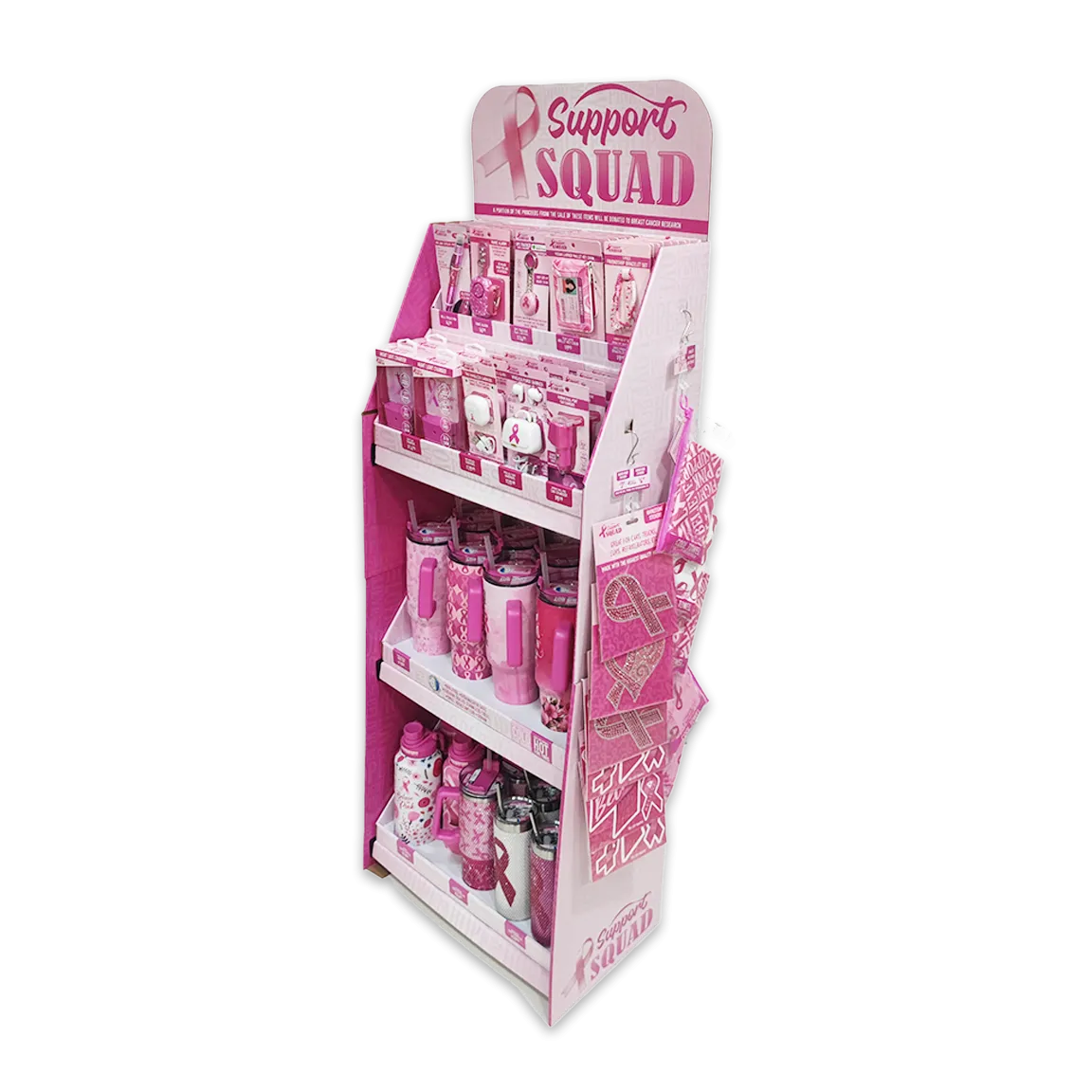 Breast Cancer Awareness Pink Support Squad Assortment Floor Display - 89 Pieces Per Retail Ready Display 88560