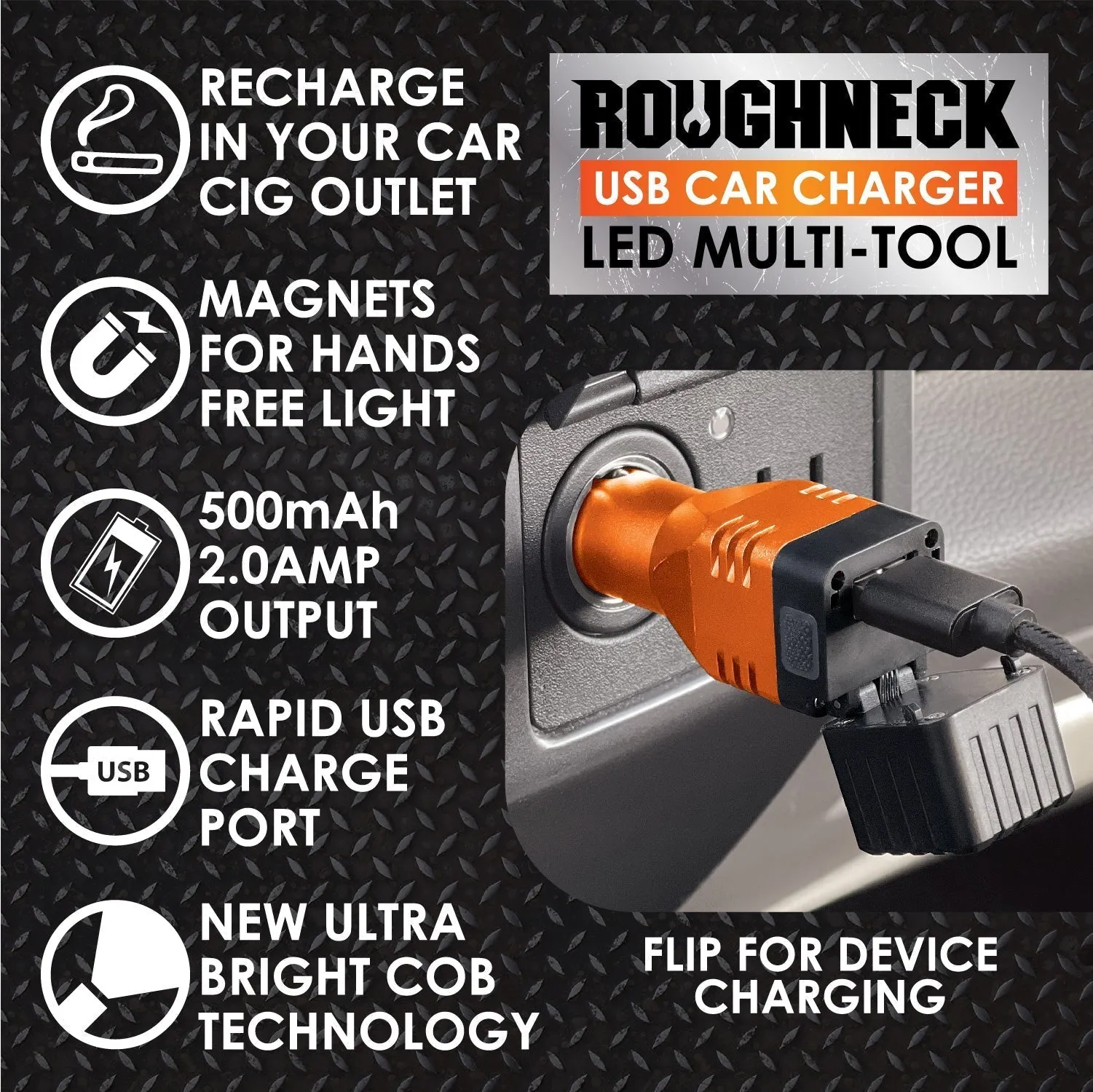 Car Charger DC Dual Port USB / USB-C with Flashlight - 6 Pieces Per Retail Ready Display 23693MND