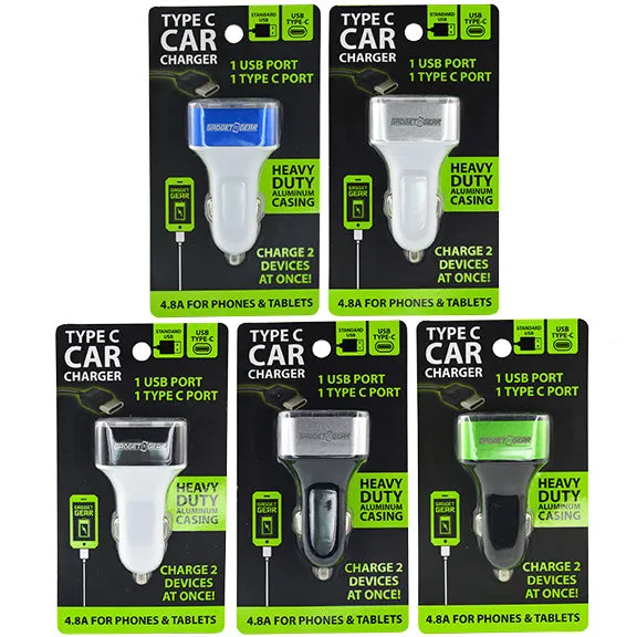 Car Charger Dual Port USB / USB-C 2.4 Amp - 6 Pieces Per Retail Ready Display 24491
