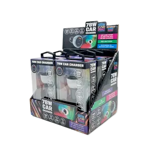 Car Charger Triple Port USB / USB-C LED 78W - 6 Pieces Per Retail Ready Display 25693