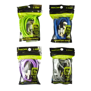 Charging Cable USB to Micro USB 2 Amp - 4 Pieces Per Pack 21564