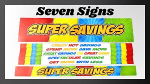 Merchandising Fixture - 3' Merchandising 7 Sign Set 975880