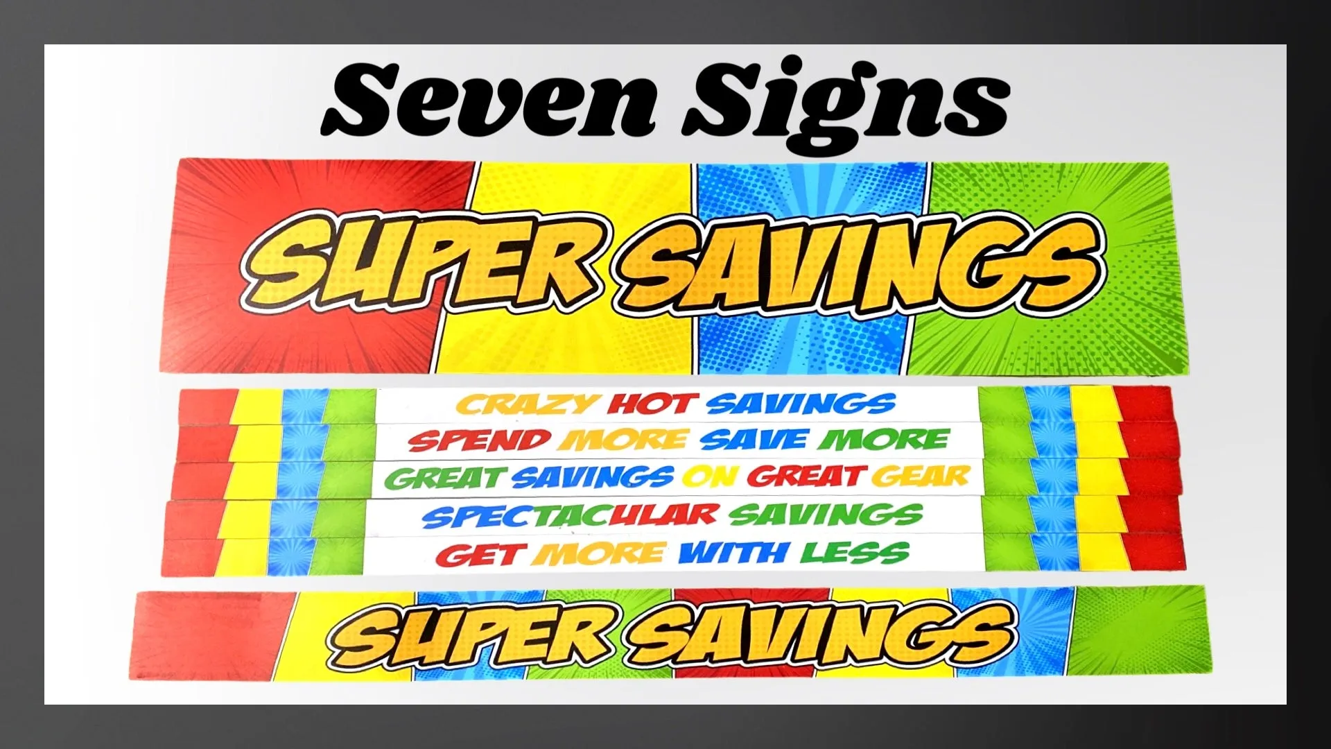 Merchandising Fixture - 3' Merchandising 7 Sign Set 975880