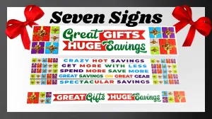Merchandising Fixture - 3' Merchandising 7 Sign Set 976040
