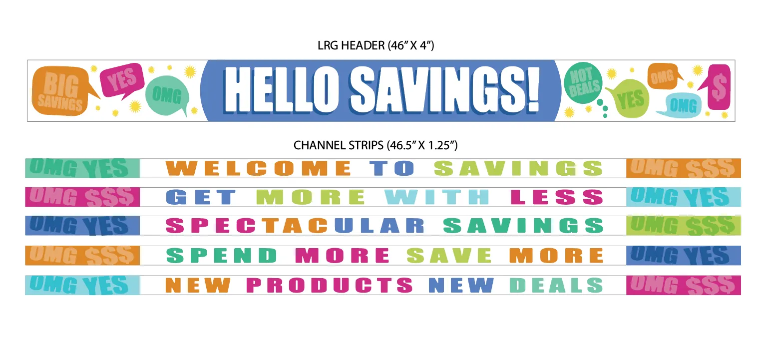 Merchandising Fixture - 4' Merchandising 6 Sign Set 977280