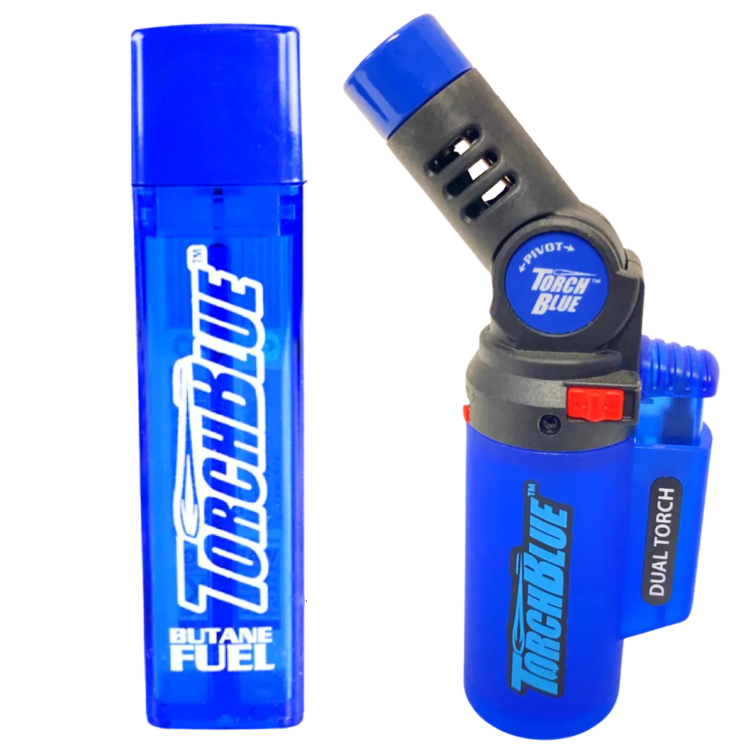 Pivot Head Dual Torch Lighter with Butane Refill Blister Pack - 12 Sets Per Pack 41535