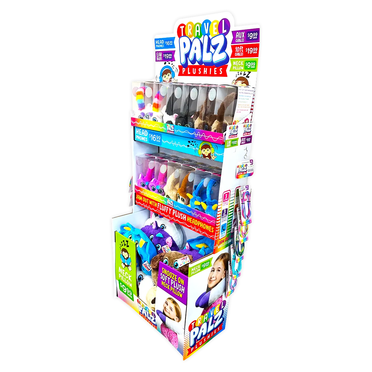 Plush Headphones with 10FT Cable Variety Floor Display 36 Pieces Per Retail Ready Display 88421