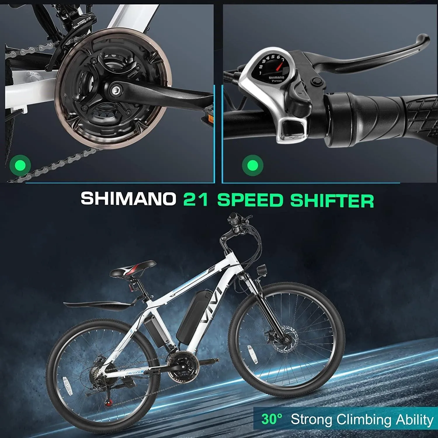 VIVI M026SHUL Electric Bike Hardtail Commuter Electric Mountain Bike UL2849 Certified