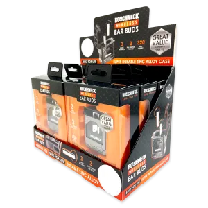 Wireless Earbuds Heavy Duty Metal with Case - 6 Pieces Per Retail Ready Display 23750