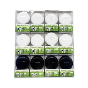 Wireless Earbuds With Round Charging Case - 12 Pieces Per Pack 24688