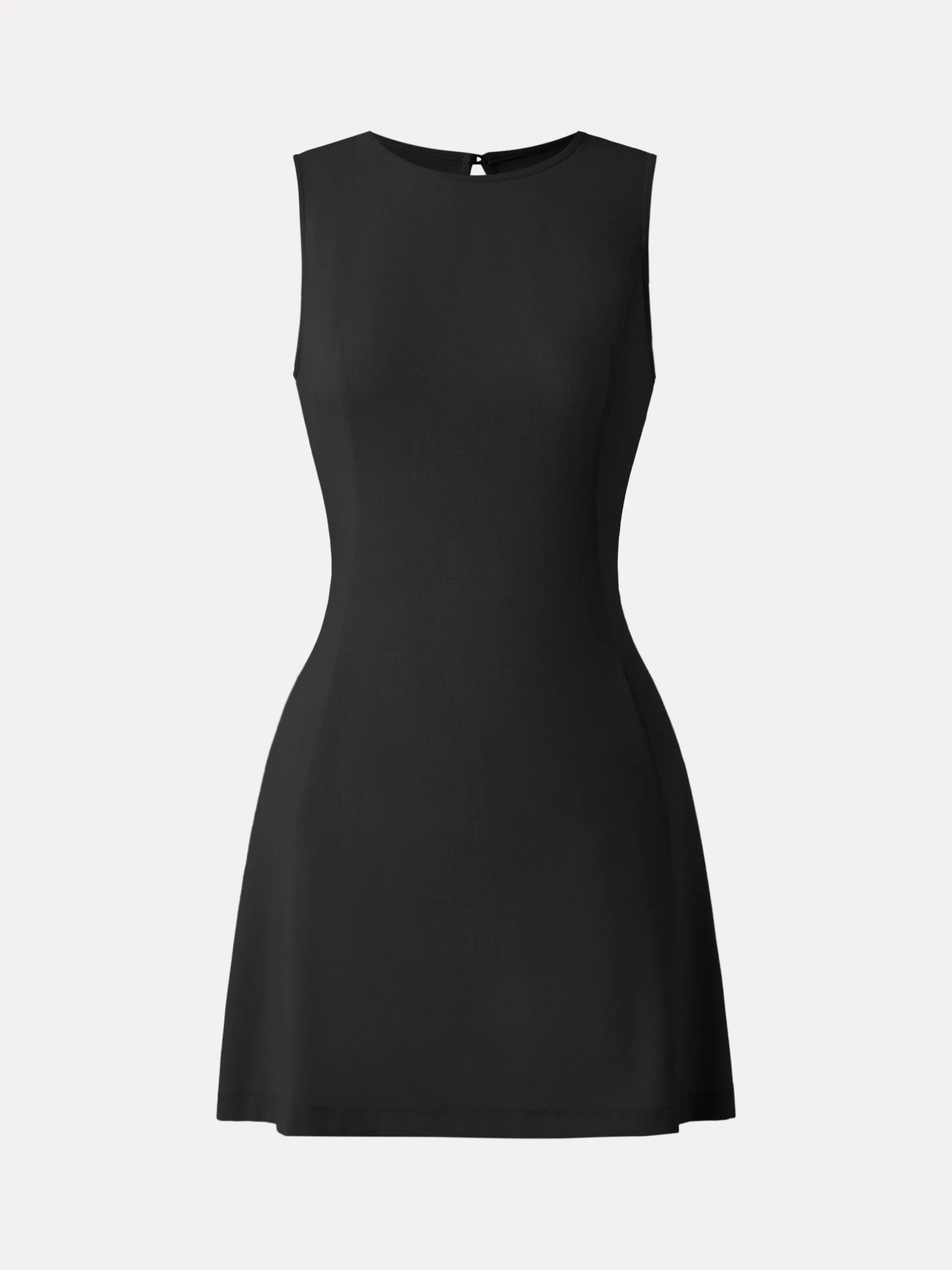 Wrinkle-Free Open-back Mini Dress with Pockets