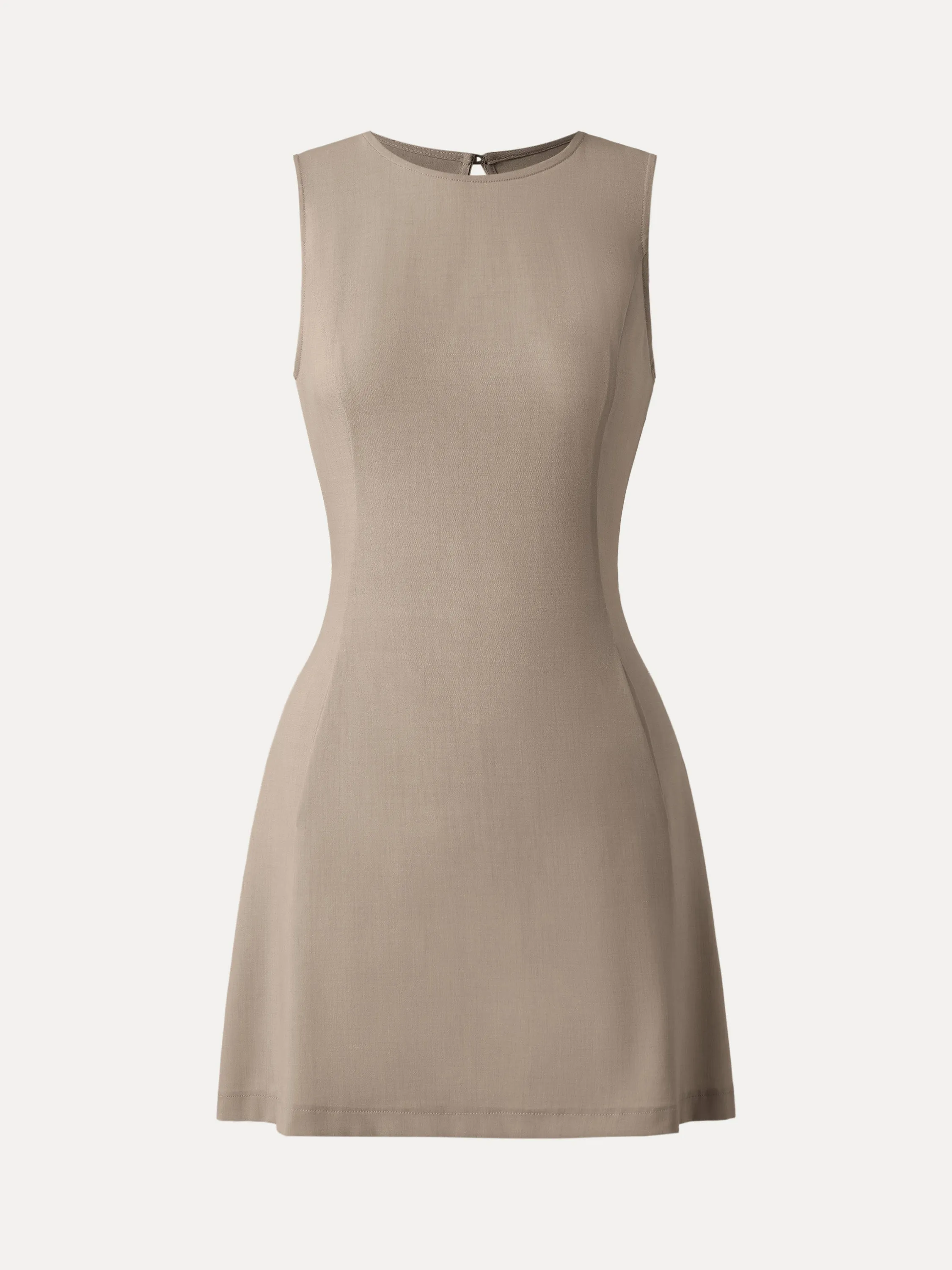Wrinkle-Free Open-back Mini Dress with Pockets