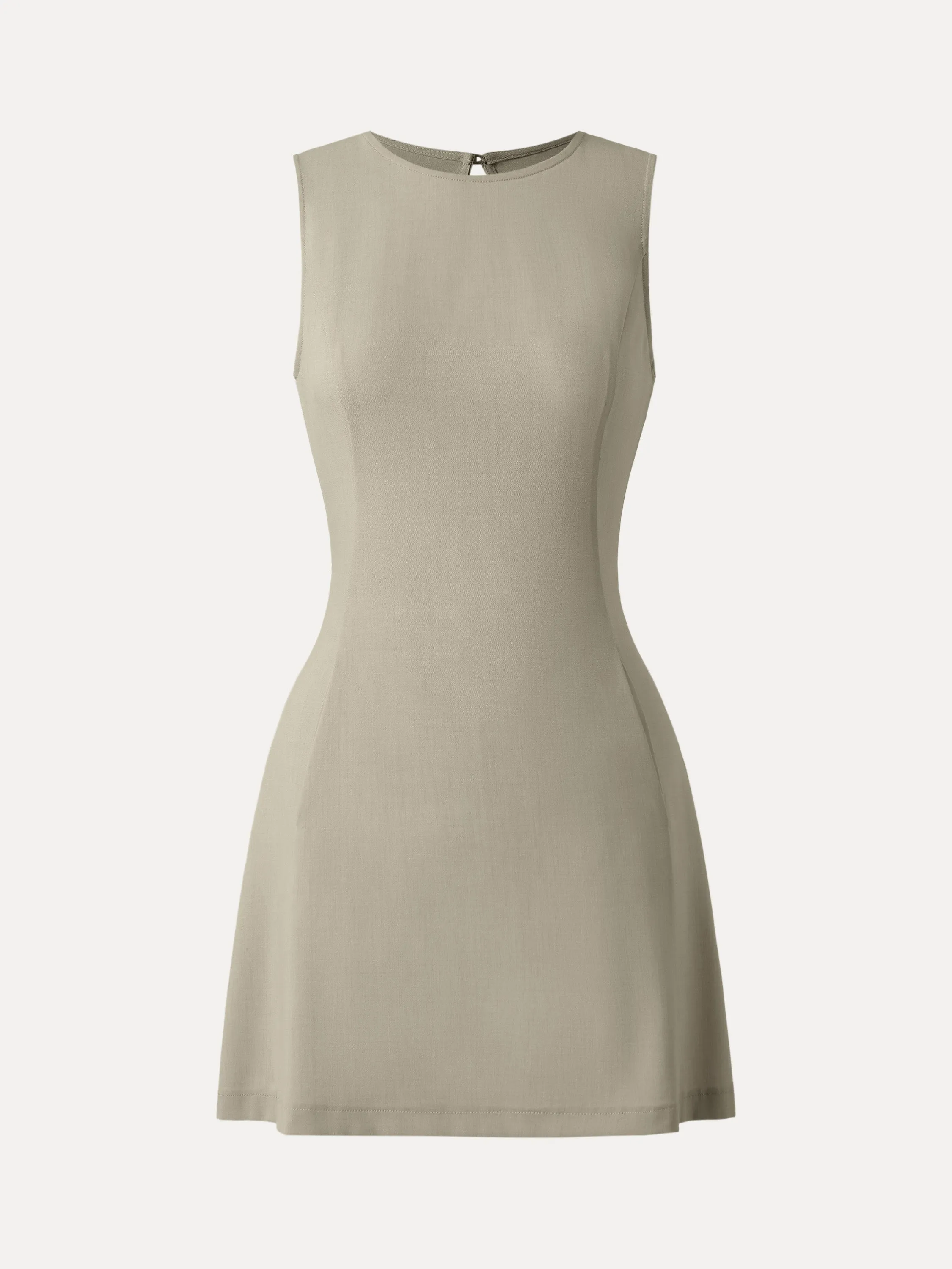 Wrinkle-Free Open-back Mini Dress with Pockets