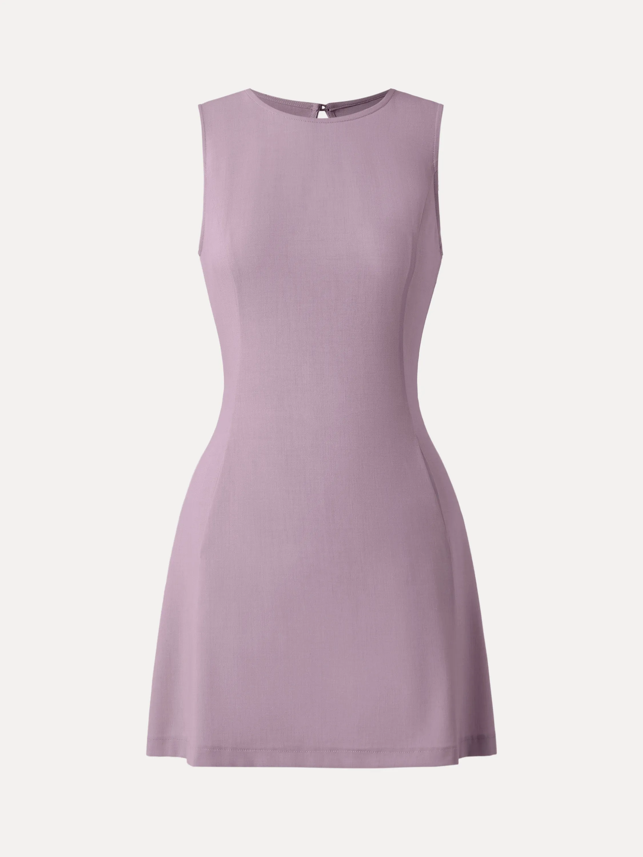 Wrinkle-Free Open-back Mini Dress with Pockets