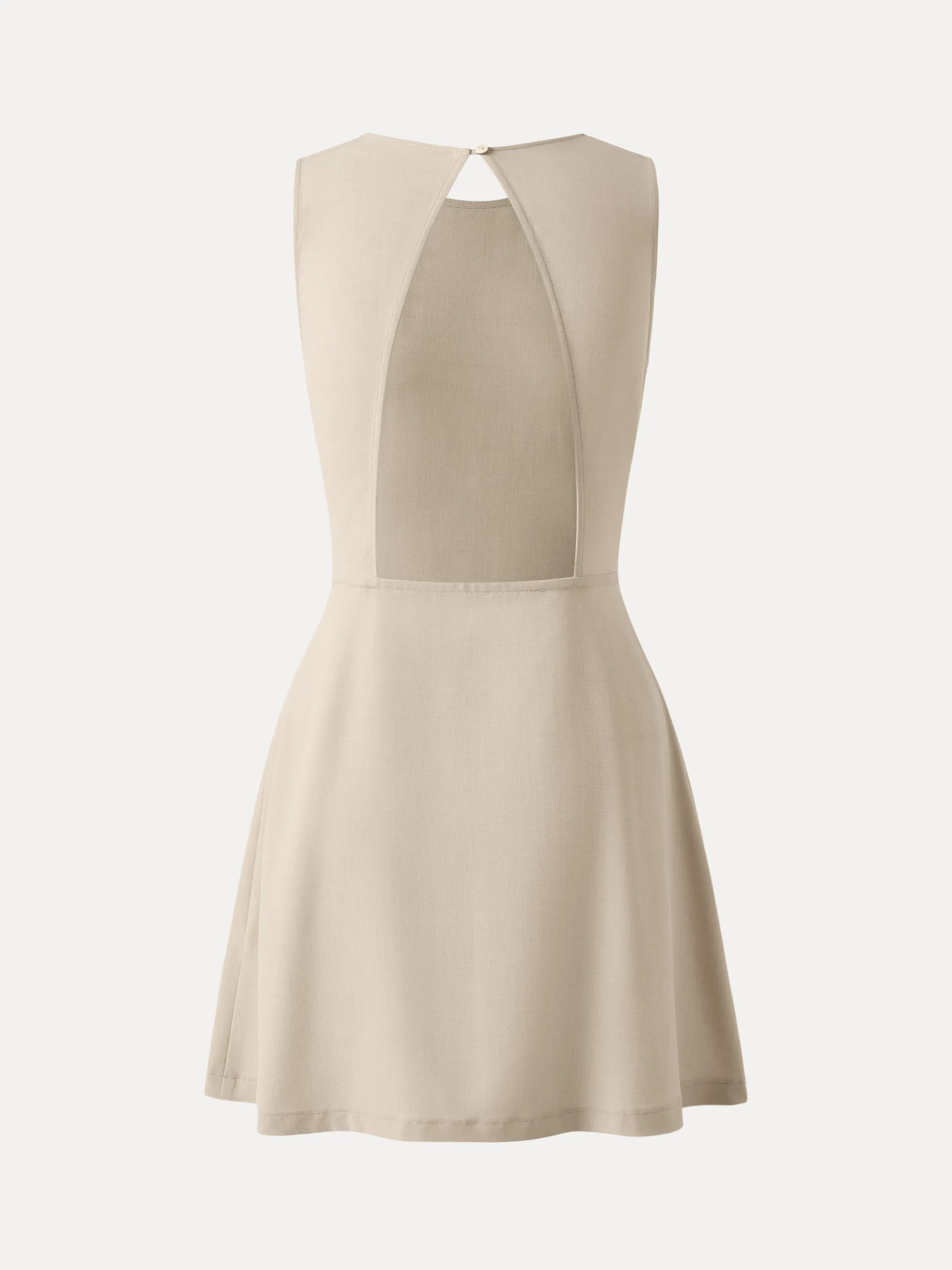 Wrinkle-Free Open-back Mini Dress with Pockets