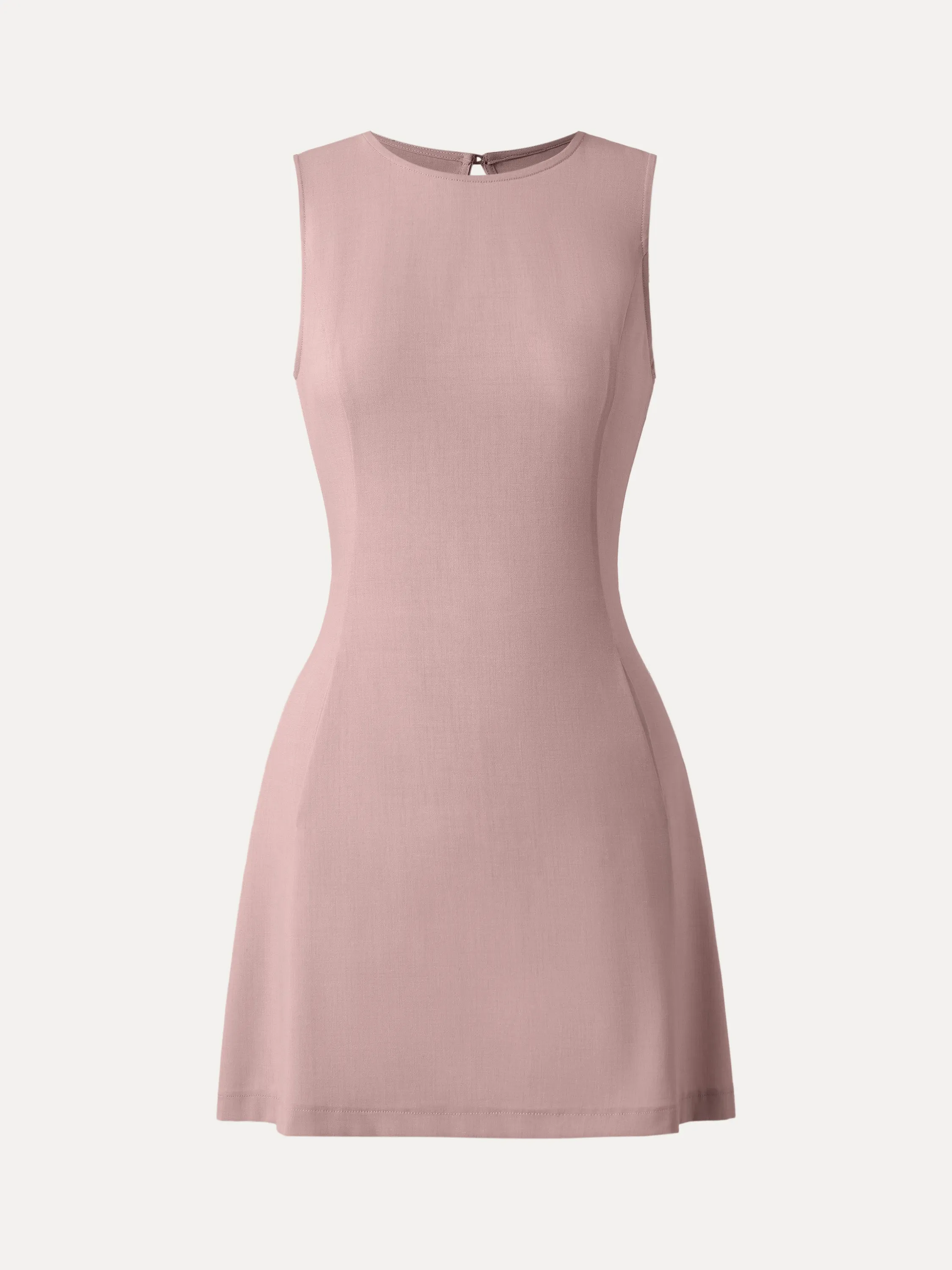 Wrinkle-Free Open-back Mini Dress with Pockets